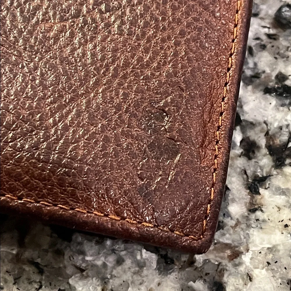 Polo Ralph Lauren Bifold Wallet Pebbled Leather brown used